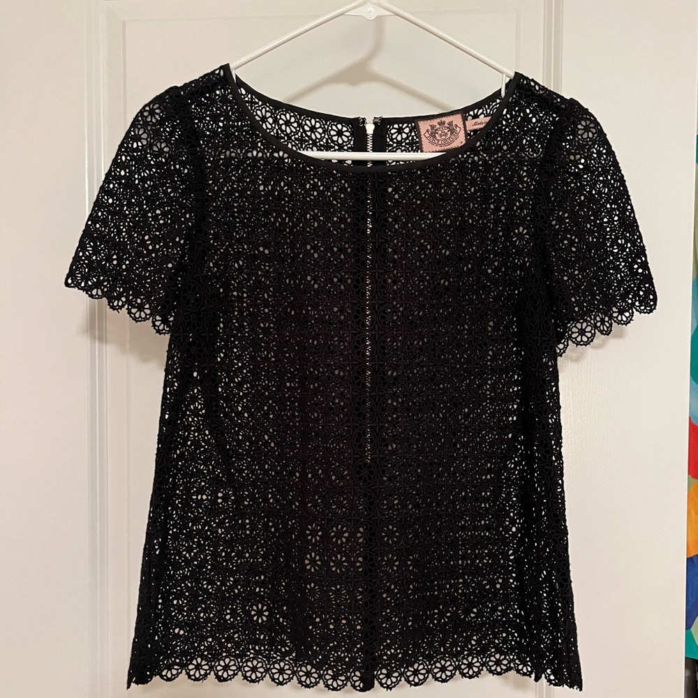 Juicy Couture 2000s Vintage Floral Eyelet Top Sz. Petite